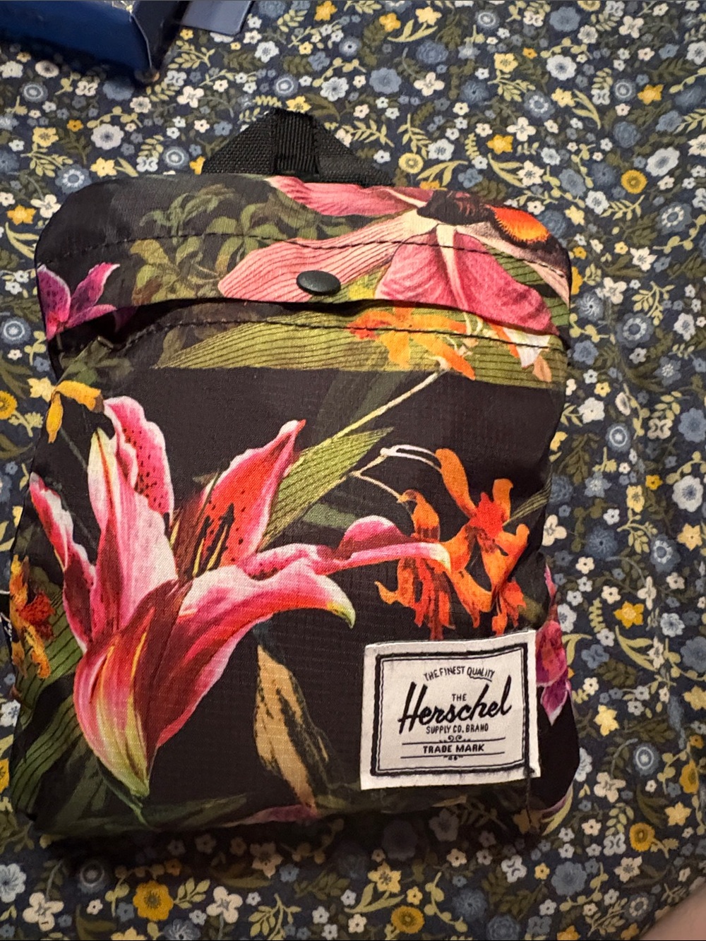 Herschel Floral Black Lily Packable Daypack